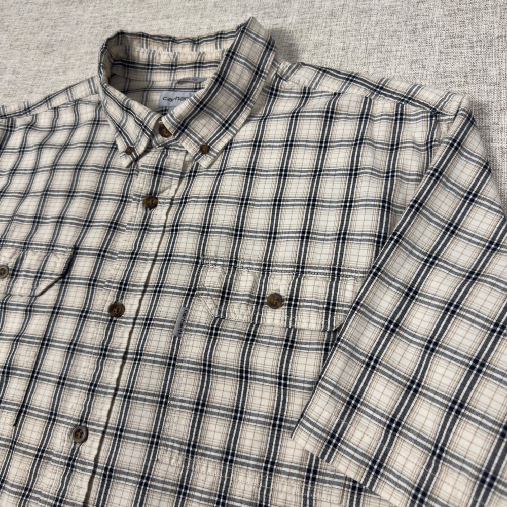 Carhartt Rugged Flex Relaxed Fit Plaid 2 Pocket Button Up‎ Shirt Mens XL SS